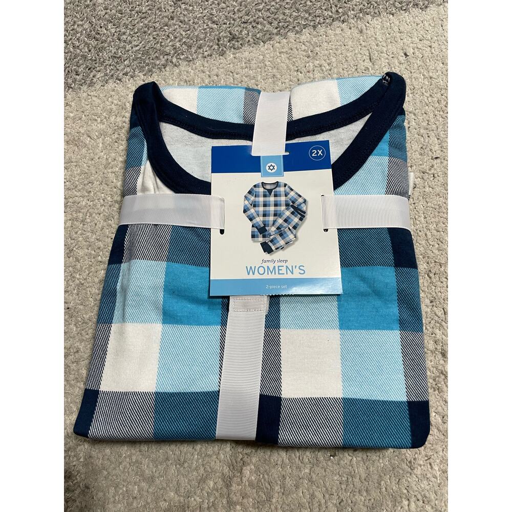 NWT Wonderland Pajamas Set Hanukkah Chanukah Womens 2xl Blue Plaid Matching Pjs